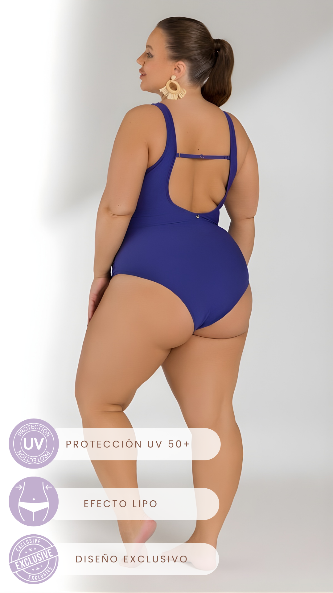 Traje de baño con escote en V- Efeito Lipo
